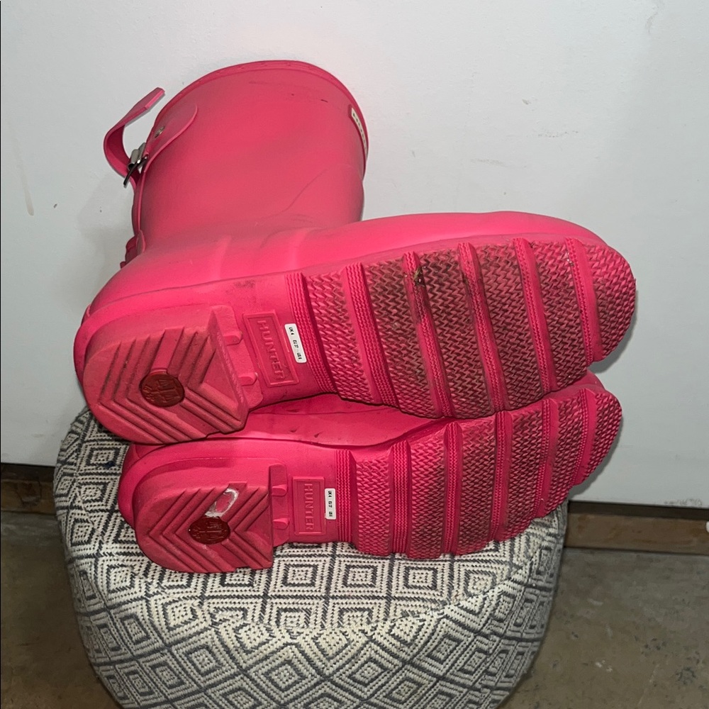 Hunter Original Mid Calf Rain Boot Bright Pink Wellington Waterproof Adjustable - Picture 6 of 13